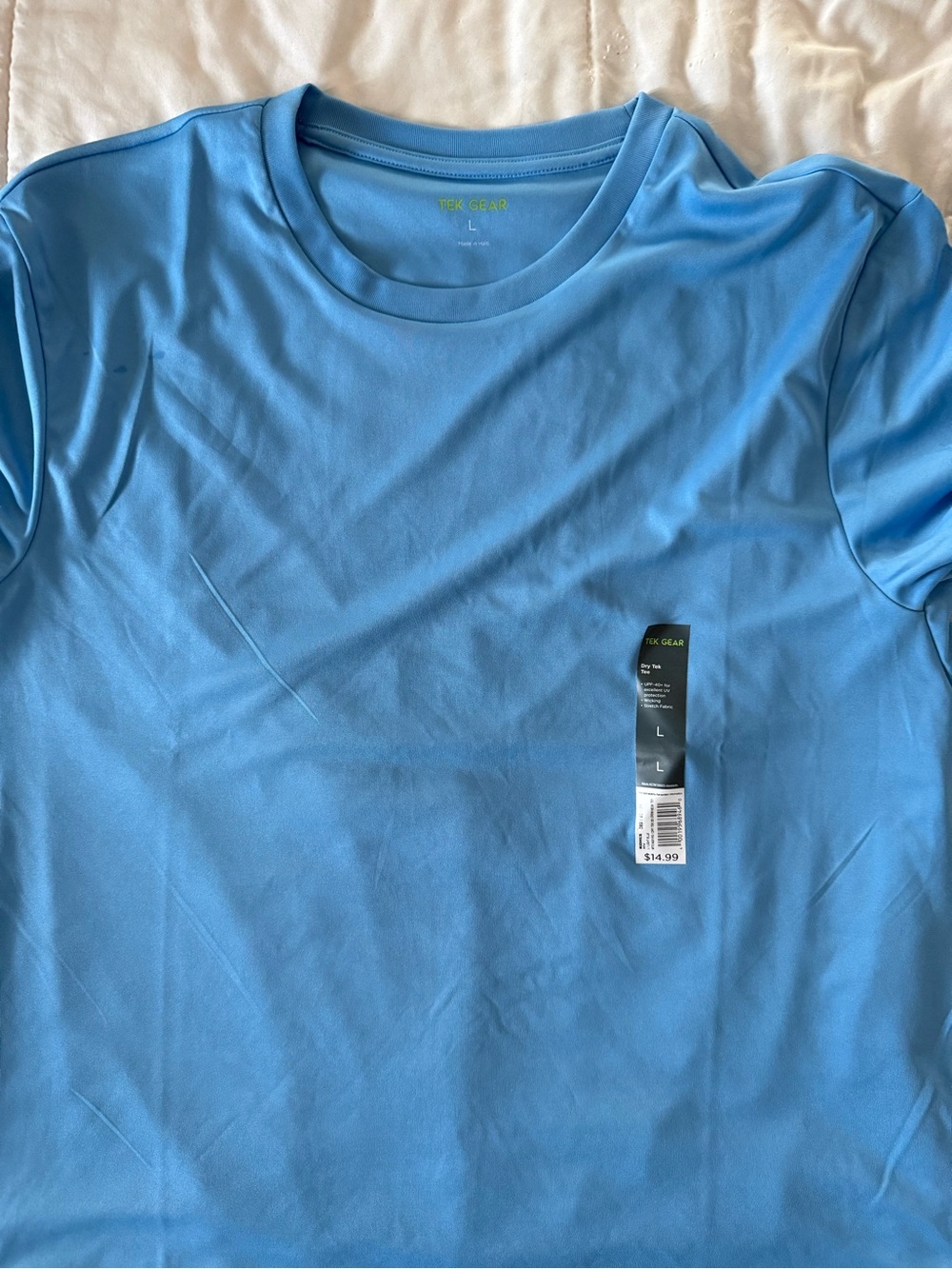 tek gear Men's Short Sleeve Performance Tee in Sky Blue